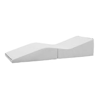 White minimalist shoe display with smooth curves and sleek, modern design. Ideal for showcasing fashion footwear.