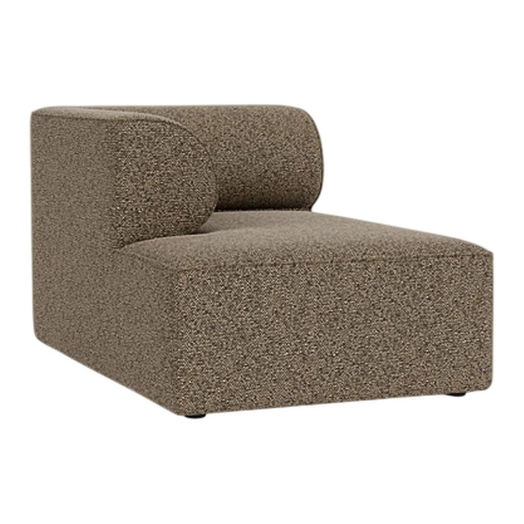 Textured brown upholstery chaise lounge with a sleek, modern design. Perfect for contemporary living spaces.