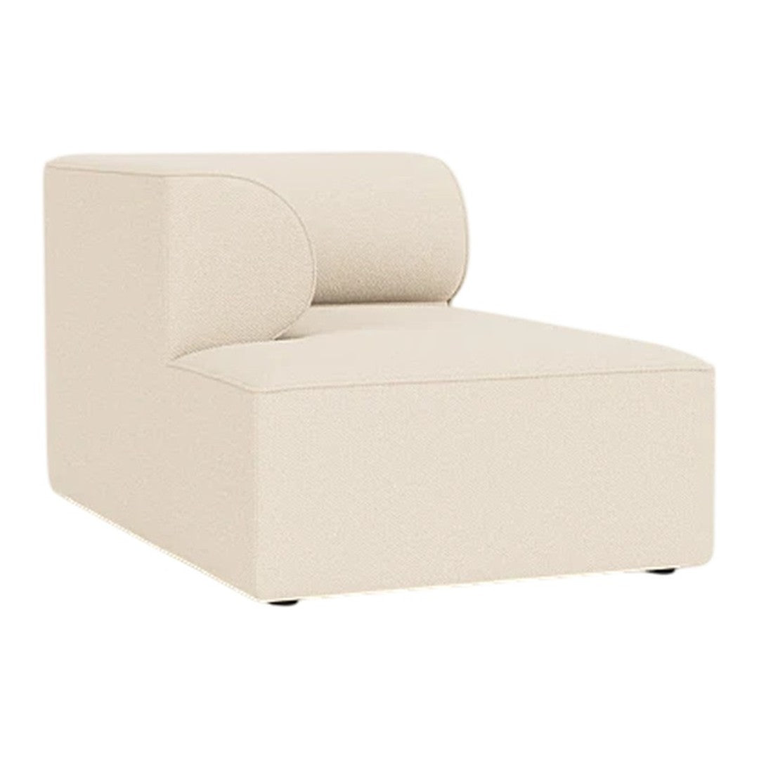 Cream-colored modular chaise lounge with a smooth, minimalist design and rounded armrest. Perfect for modern interiors.