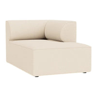 Beige modular loveseat with a minimalist design and smooth fabric texture. Perfect for modern living spaces.