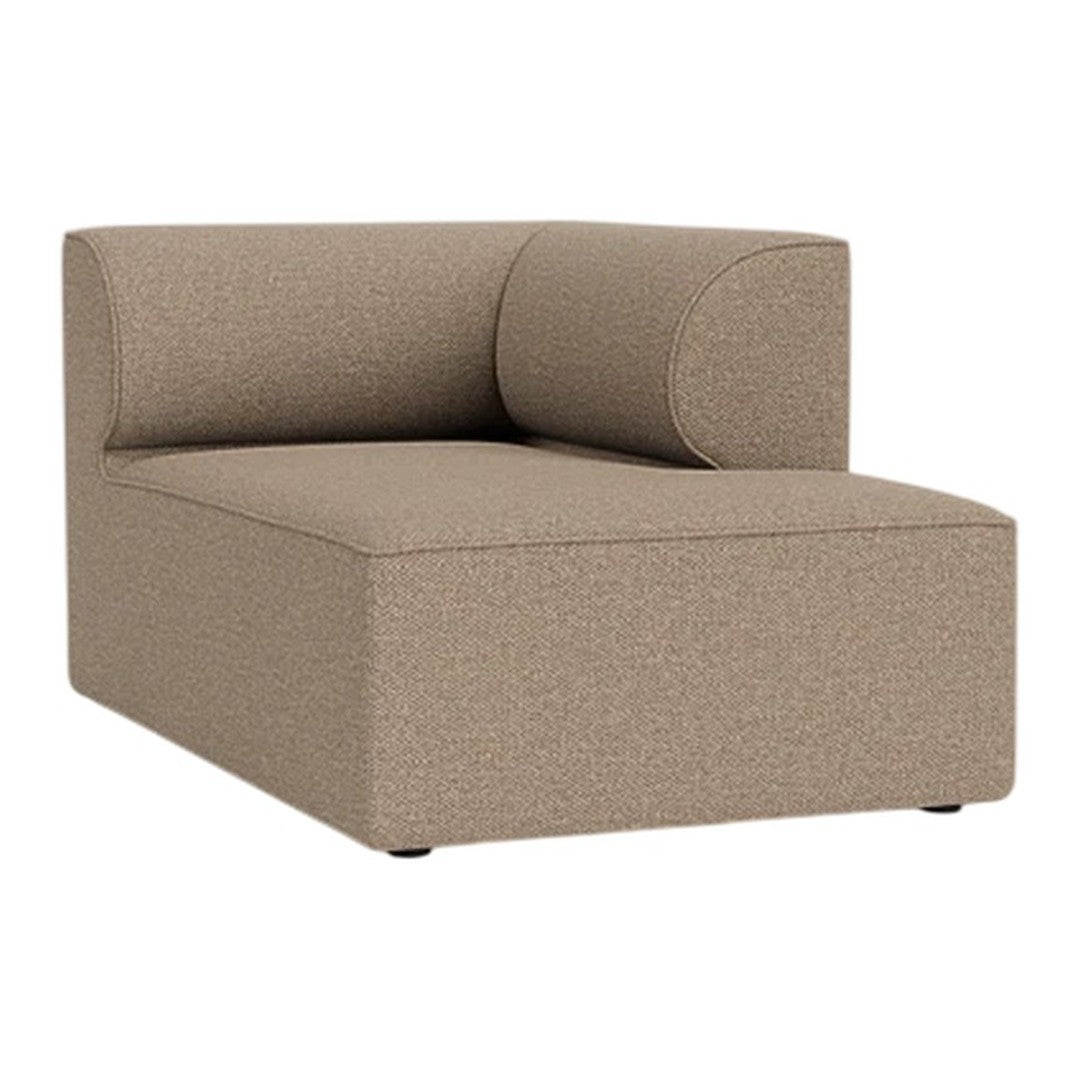 Beige fabric chaise lounge with a textured pattern and curvy backrest, perfect for modern living spaces.