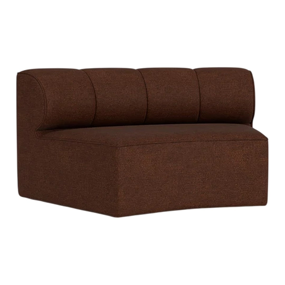 Brown upholstered loveseat with a smooth texture and stitched cushion detailing. Perfect for modern decor.