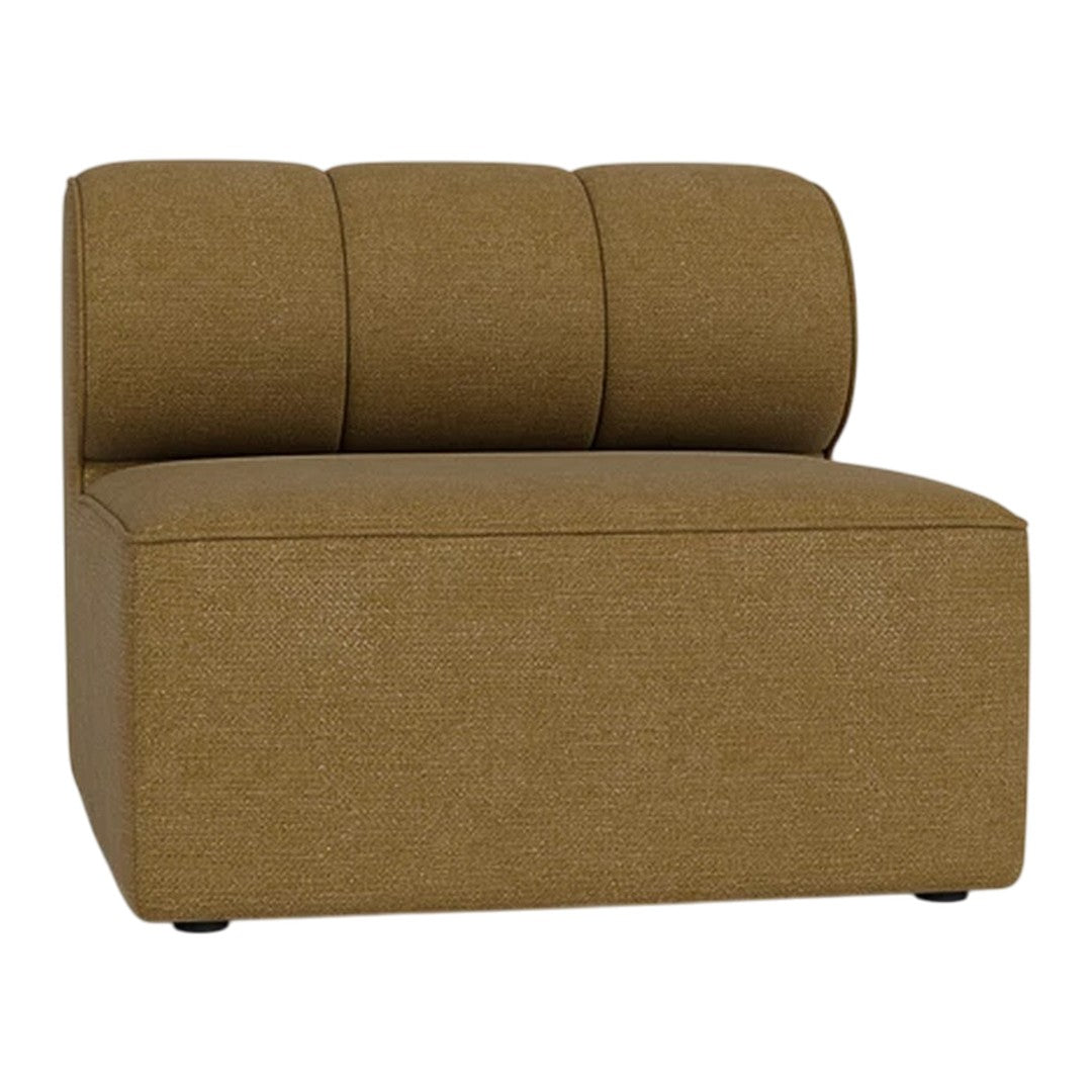 Textured brown upholstered chair with rounded backrest, ideal for modern living spaces.