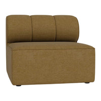 Textured brown upholstered chair with rounded backrest, ideal for modern living spaces.