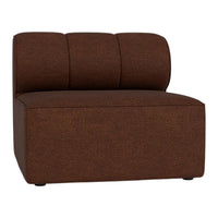Brown upholstered modular chair with a smooth, textured fabric and three tufted back cushions. Perfect for modern interiors.