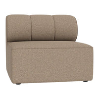 Tan modular sofa section with a smooth, textured fabric and three cushioned backrest panels. Ideal for modern interiors.