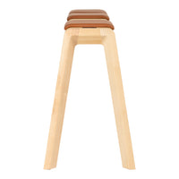 Light wood stool with three smooth, brown seats above a simple, sleek design.
