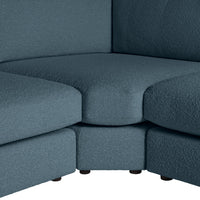 Soft, textured fabric in slate blue, featuring a clean, modern design with rounded edges. Perfect for contemporary spaces.