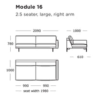 Minimalist 2.5 seater sofa with a sleek design, featuring neutral tones and subtle linear patterns. Ideal for modern spaces.