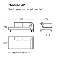 "Stylish left end terminal sofa, featuring a sleek design with a neutral color palette and clean lines."