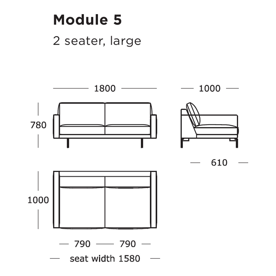 Two-seater sofa with a sleek design, featuring soft neutral tones and clean lines, perfect for modern decor.