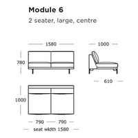 "Minimalist 2-seater sofa design in solid color, featuring clean lines and a modern aesthetic."
