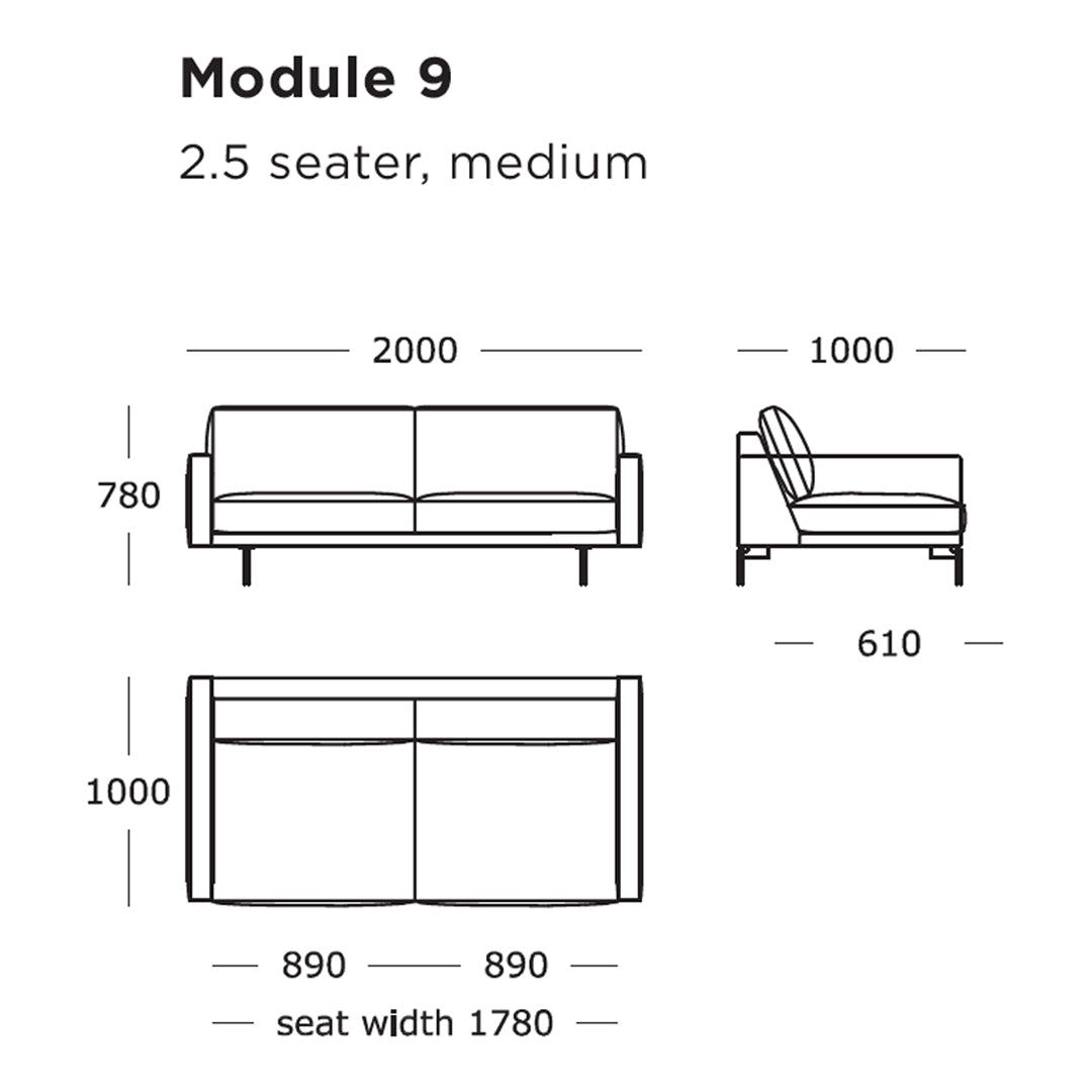 "Stylish 2.5-seater sofa with a modern design in a neutral color palette and clean lines."