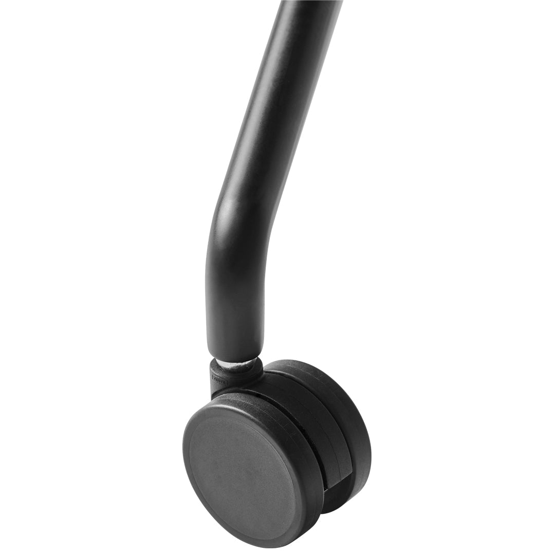 Black office chair caster wheel with a sleek, minimalist design and smooth rolling surface.