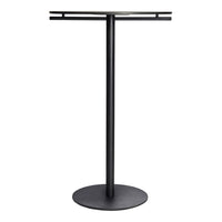 Sleek black metal table base with minimalistic design and smooth circular top, perfect for modern decor.