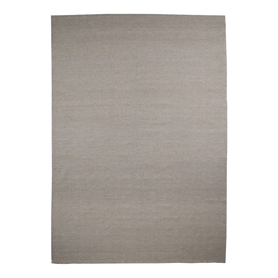 Beige area rug with a subtle textured pattern, perfect for neutral decor or modern interiors.