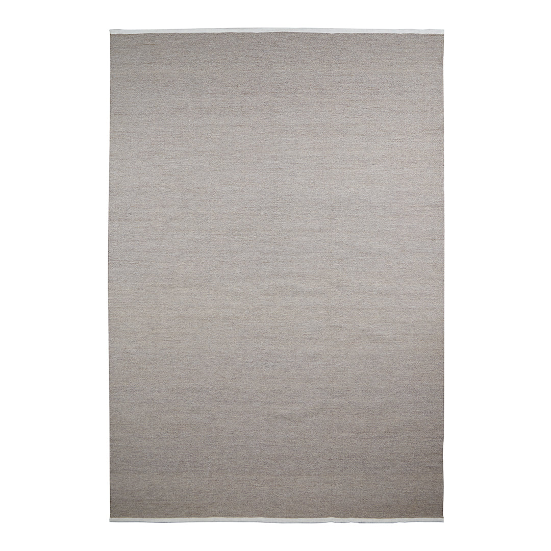 Neutral taupe area rug with subtle woven texture, perfect for adding warmth and style to any room.
