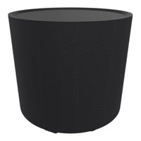 Black patterned planter with subtle geometric designs, perfect for modern decor.