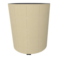 Beige decorative basket with a textured pattern and black interior, perfect for stylish organization.