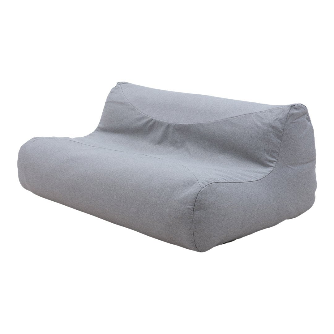Gray bean bag sofa with a smooth texture, featuring a minimalist design and soft, contemporary lines.