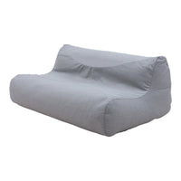 Gray bean bag sofa with a smooth texture, featuring a minimalist design and soft, contemporary lines.
