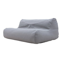 Gray bean bag chair with a smooth, minimalist design and soft texture, ideal for modern decor.