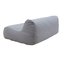 Gray lounge chair with a smooth, solid fabric pattern, featuring a modern, minimalist design. 