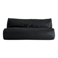 Black oversized bean bag chair with a smooth, sleek texture and minimalist design, perfect for modern decor.