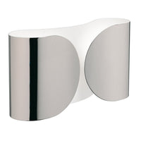 Sleek metallic lamp with a reflective silver finish and smooth, curved design.