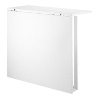White minimalist folding table with a sleek, smooth surface and clean lines, perfect for modern interiors.