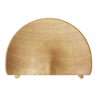 Natural wood grain pattern in a smooth, half-moon design with a light golden finish and rounded edges.