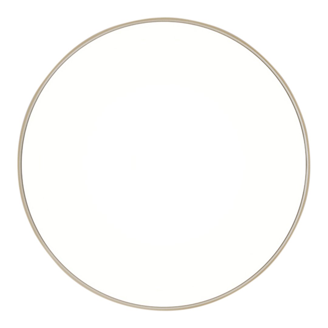 "Minimalist round mirror with a thin gold frame and a reflective white surface, perfect for modern decor."