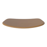 Curved brown tabletop with smooth edges, featuring a warm, natural wood finish. Ideal for modern decor.