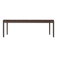 "Elegant brown bench with a stylish perforated pattern, perfect for modern outdoor or indoor decor."