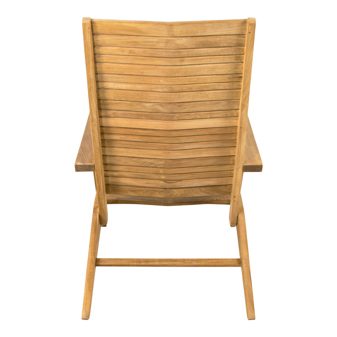 Natural wood chair with a warm, honey tone and horizontal slat pattern on the back for a modern, rustic look.