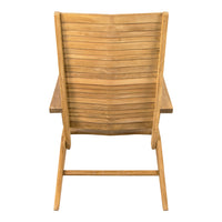 Natural wood chair with a warm, honey tone and horizontal slat pattern on the back for a modern, rustic look.