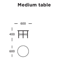 Medium round table design in simple black outline on a white background. Ideal for modern decor.