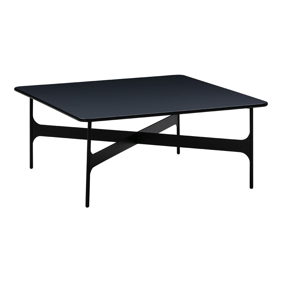 Sleek black rectangular coffee table with minimalist design and clean lines. Perfect for modern decor.