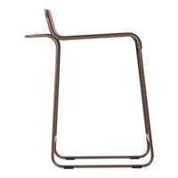 Brown metal stool with a smooth, sleek design and minimalist silhouette. Ideal for modern decor.