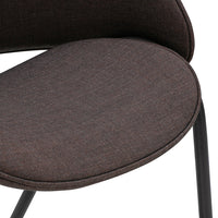 Brown textured upholstery with a smooth finish, featuring a sleek modern design and black metal legs.