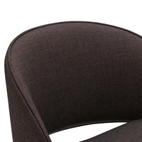 Brown textured fabric armchair with a smooth, curved silhouette, perfect for modern decor.