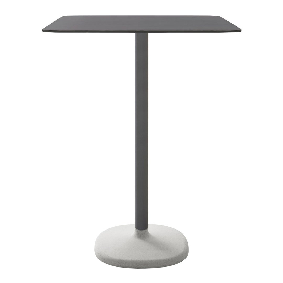 Minimalist black tabletop with a sleek gray base, perfect for modern decor.