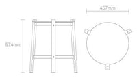 "Minimalist wooden stool design in natural wood finish with clean lines and a round top, perfect for modern spaces."