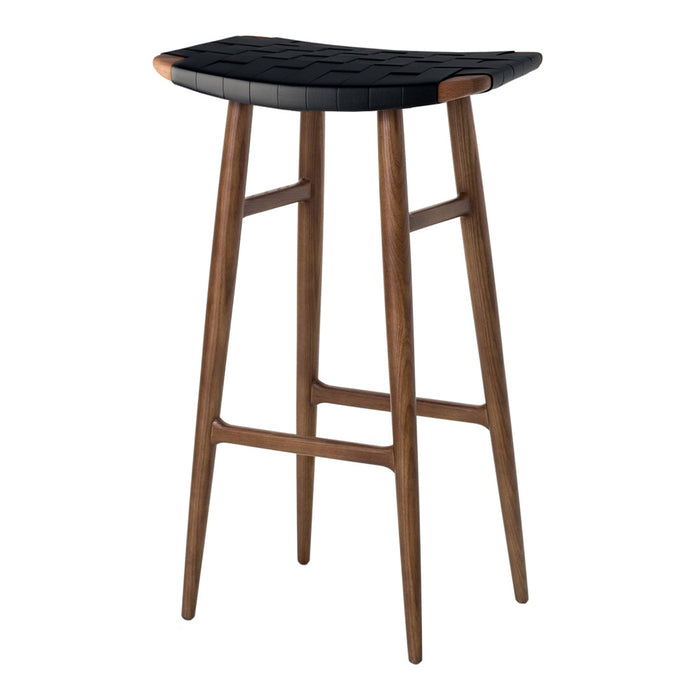 Freja Bar Stool - Leather Stripe Seat