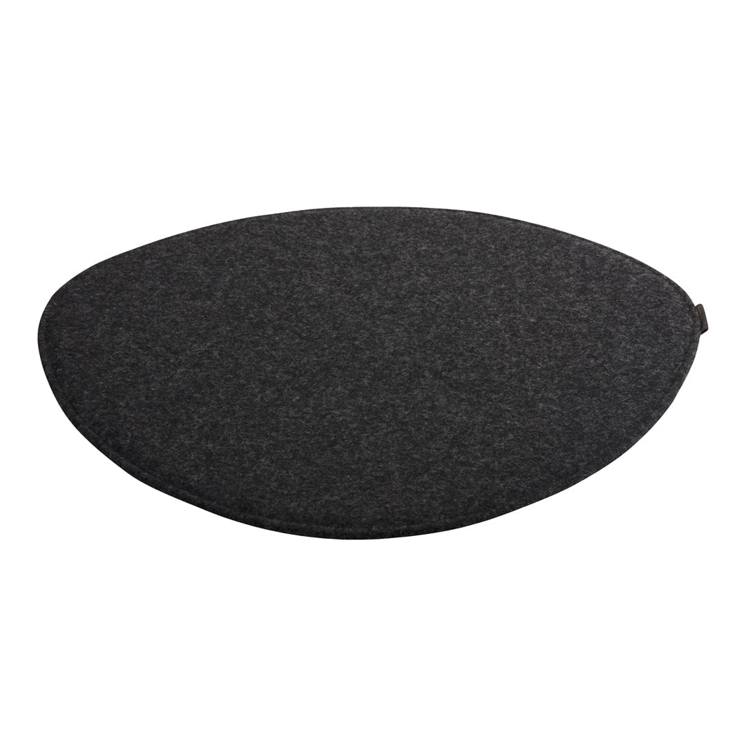 Dark gray oval cushion with a smooth texture, featuring a minimalist design without patterns. Perfect for modern decor.
