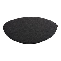 Dark gray oval cushion with a smooth texture, featuring a minimalist design without patterns. Perfect for modern decor.