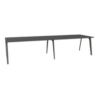 Sleek black rectangular table with minimalist design and smooth matte finish, perfect for modern settings.