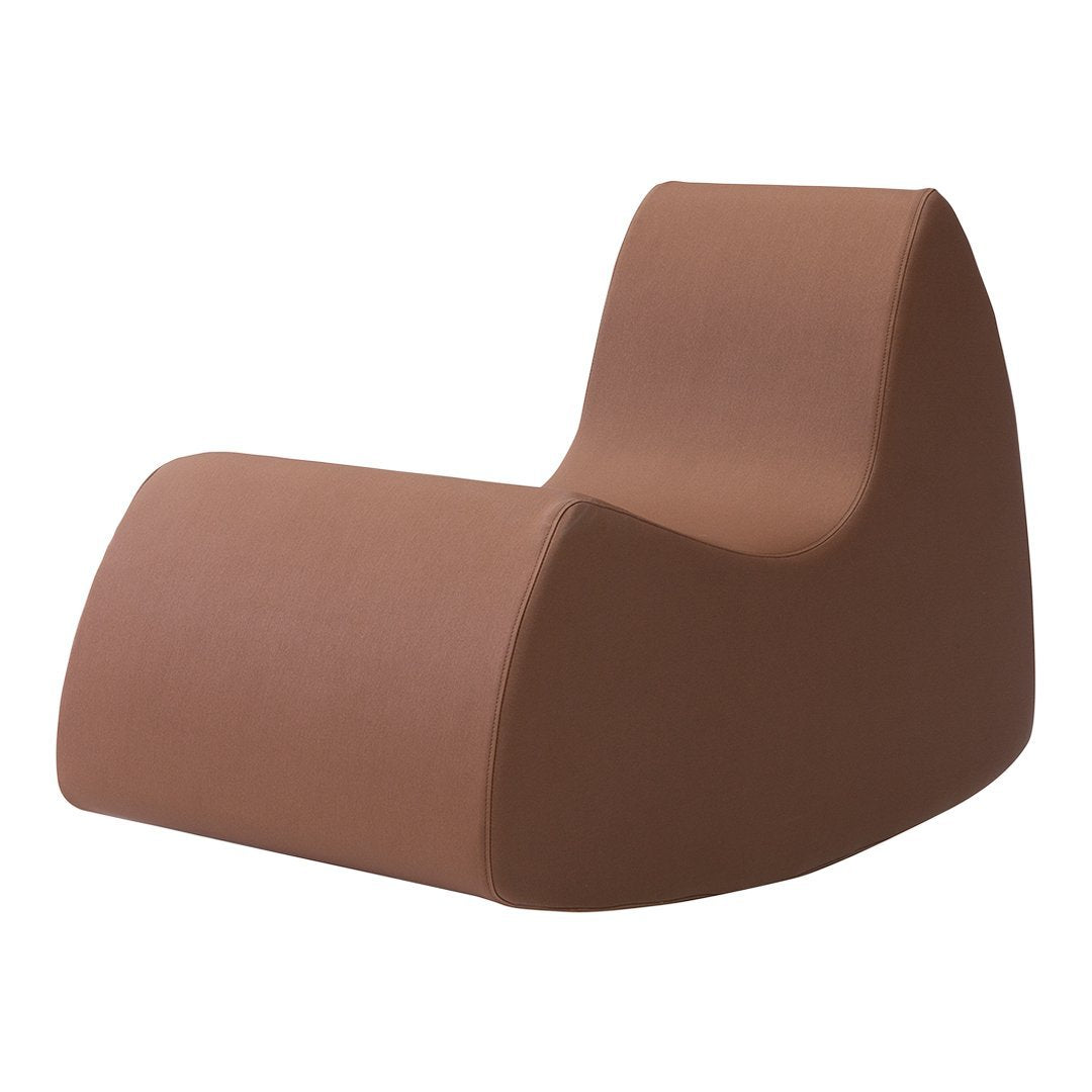 Brown molded lounge chair with a smooth, minimalist design, perfect for modern decor.