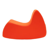 Vibrant orange ergonomic lounge chair with a smooth, modern design. Ideal for contemporary spaces.