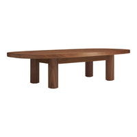 Walnut wood coffee table with a smooth, rich brown finish and minimalist design featuring cylindrical legs.